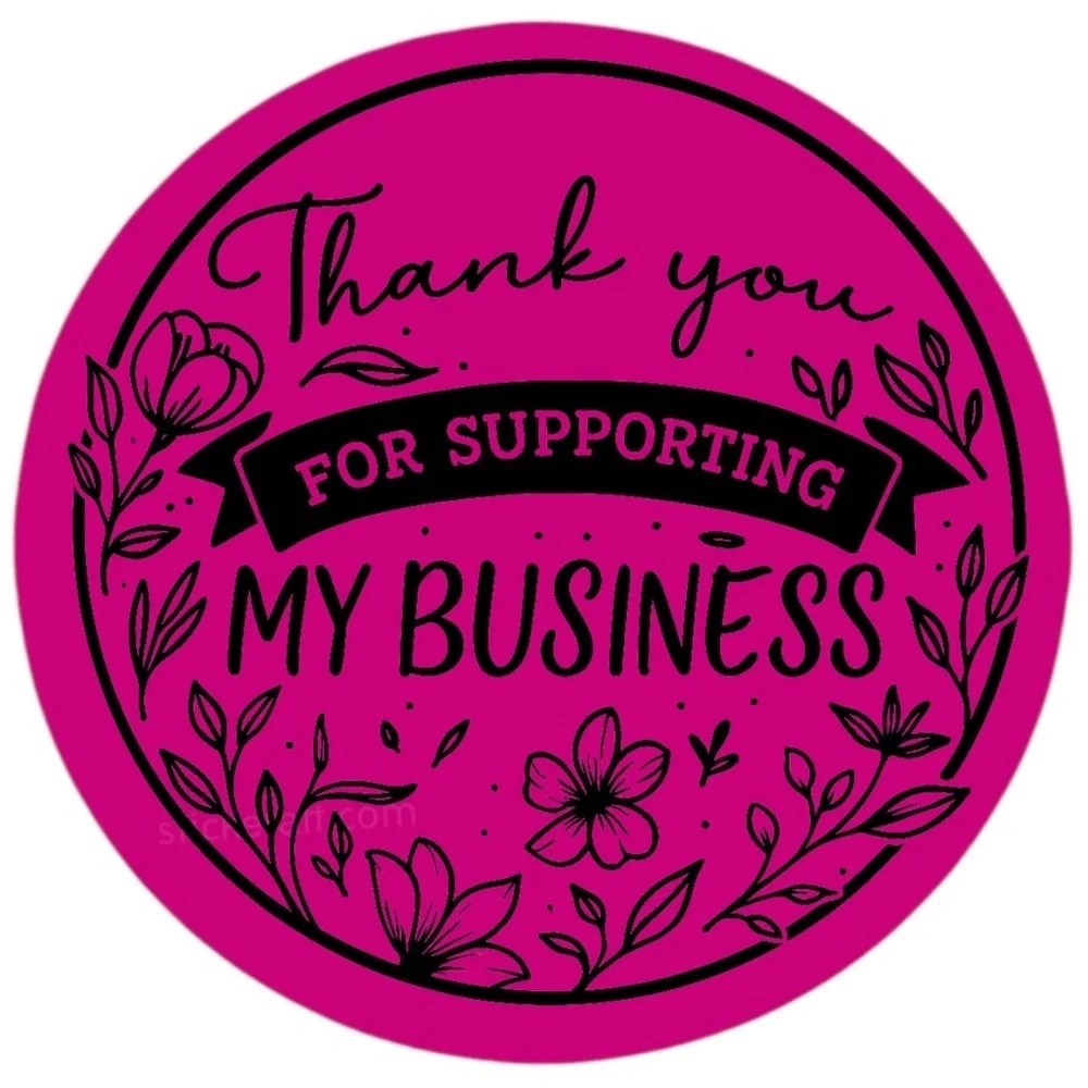 Thank You for Supporting My Business Sticker 2” | Floral Label for Packaging